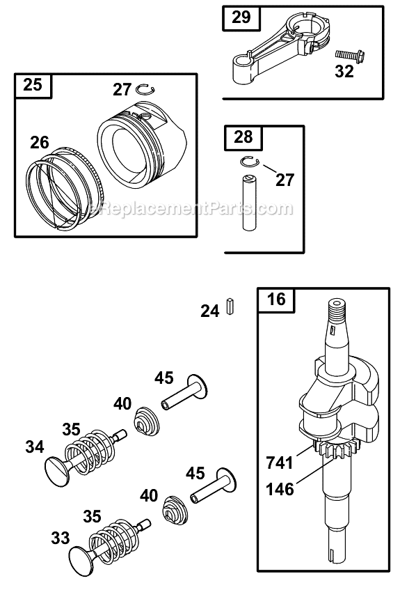 Page B Diagram and Parts List for 12B800SERIES  Briggs and Stratton Engine
